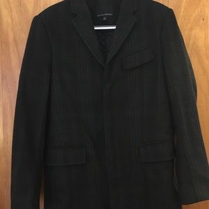 Grey Plaid Wool Peacoat (Banana Republic)